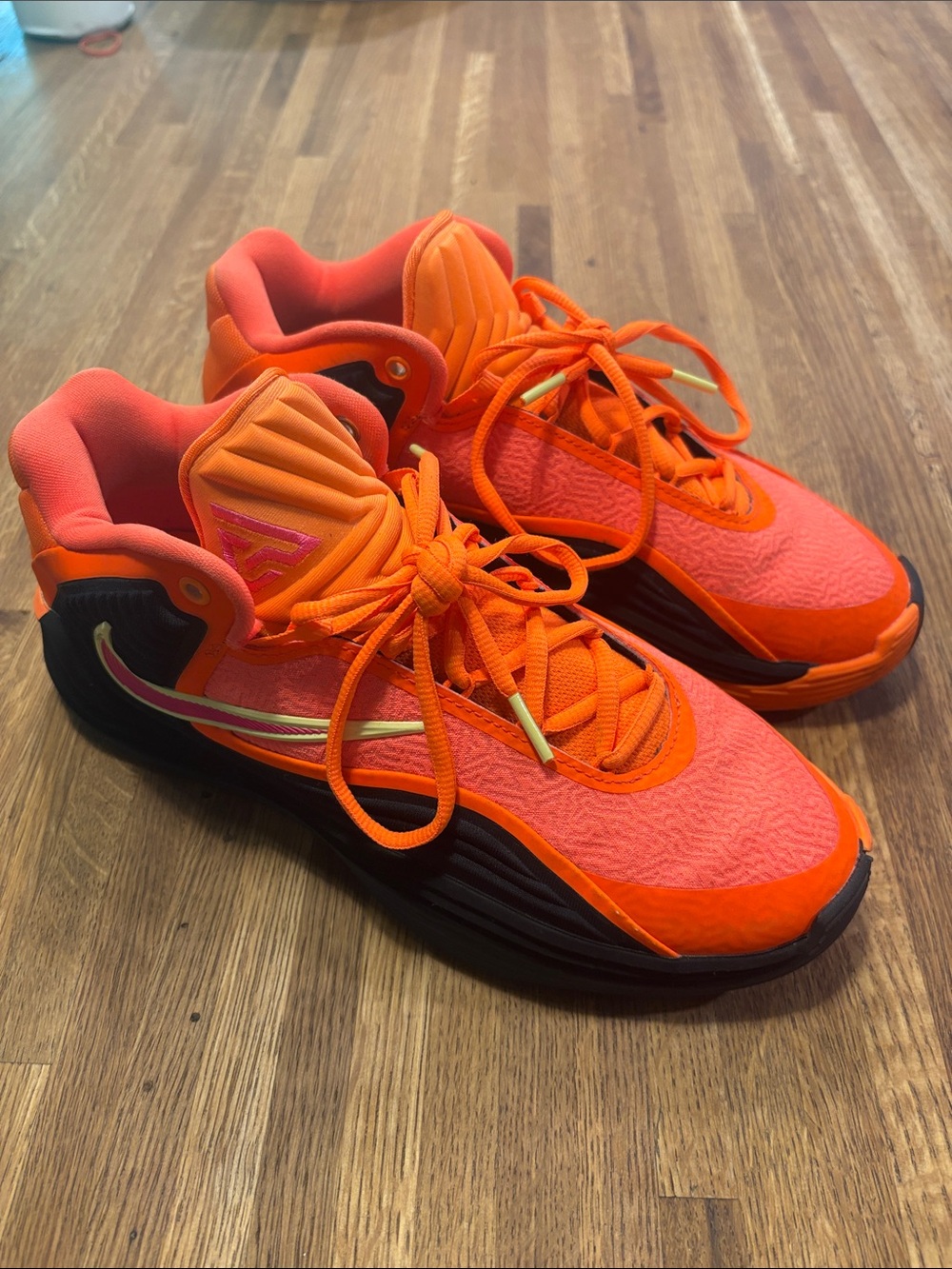 Nike Orange and Pink Basketball Sneakers